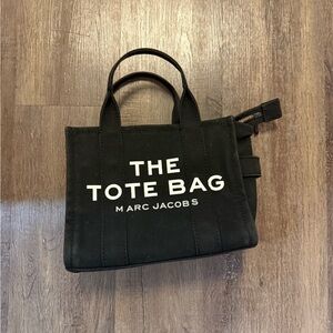 Marc Jacobs Black Canvas Tote Bag with Bold Text